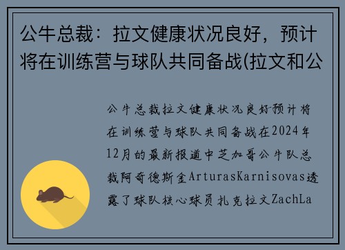 公牛总裁：拉文健康状况良好，预计将在训练营与球队共同备战(拉文和公牛合同)
